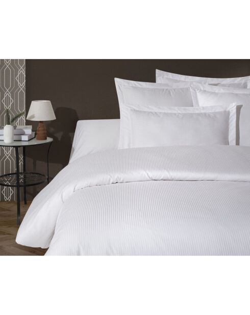 Set copripiumino con 2 federe in cotone a righe bianche - 200x200 cm