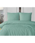 Parure housse de couette avec 2 taies d'oreiller en coton céladon - 200x200 cm