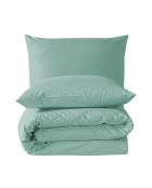 Parure housse de couette avec 2 taies d'oreiller en coton céladon - 200x200 cm