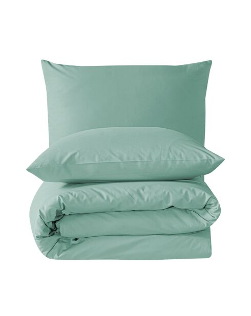 Parure housse de couette avec 2 taies d'oreiller en coton céladon - 200x200 cm