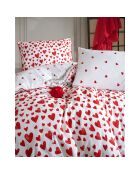 Funda nórdica Amour de algodón estampado rojo con funda de almohada, 140 x 200 cm