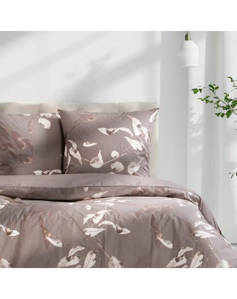 Housse de couette avec une taie d'oreiller en coton Tivory imprimé beige - 140x200 cm