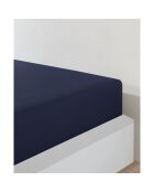Marineblaues Spannbetttuch aus Baumwolljersey
