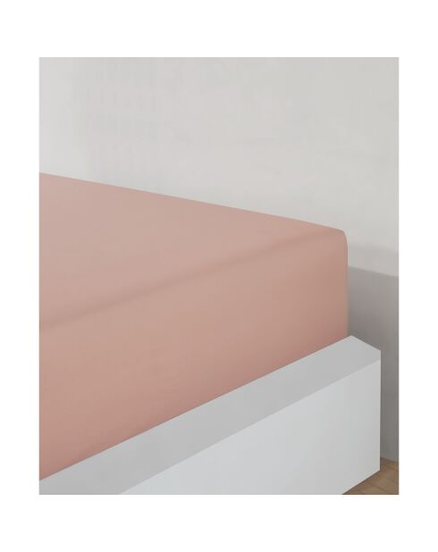 Drap housse jersey en coton pêche