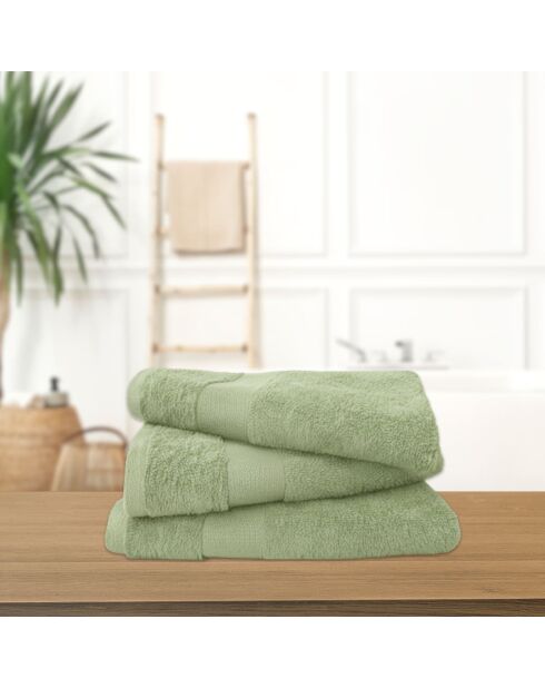 Lot de 3 draps de bain en coton tilleul - 70x130 cm