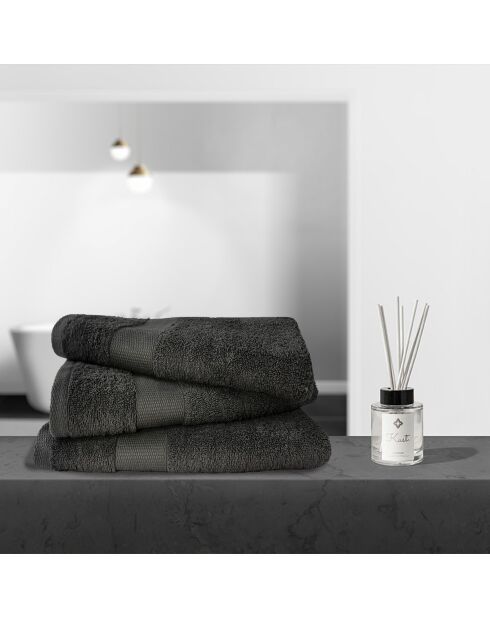 Set di 3 teli da bagno in cotone antracite - 70x130 cm