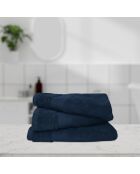 Lot de 3 draps de bain en coton bleu marine - 70x130 cm