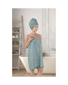 Set Paréo et serviette à cheveux en coton vert céladon - 70x145 cm