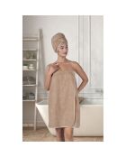 Set de pareo y toallas de pelo de algodón beige - 70x145 cm