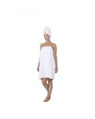 Set Paréo et serviette à cheveux en coton blanc - 70x145 cm