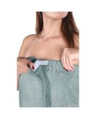 Set Paréo et serviette à cheveux en coton vert céladon - 70x145 cm