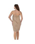Set de pareo y toallas de pelo de algodón beige - 70x145 cm