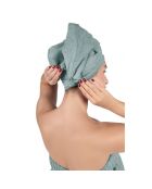 Set Paréo et serviette à cheveux en coton vert céladon - 70x145 cm