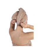 Set de pareo y toallas de pelo de algodón beige - 70x145 cm