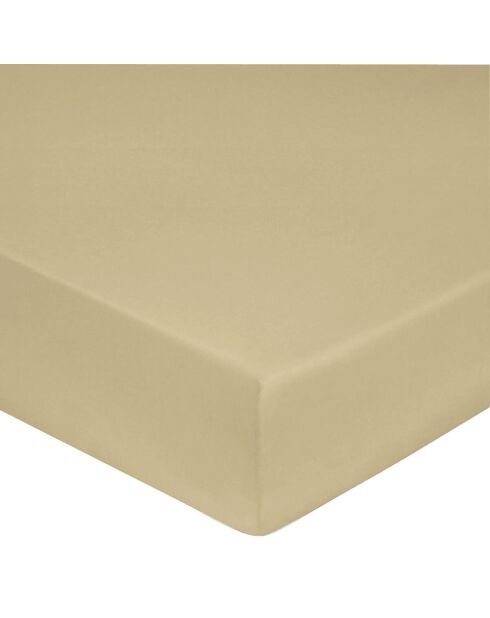 Beige hoeslaken van 100% katoensatijn