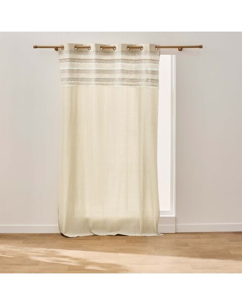Rideau à oeillets en coton Santos beige - 140 x 240 cm