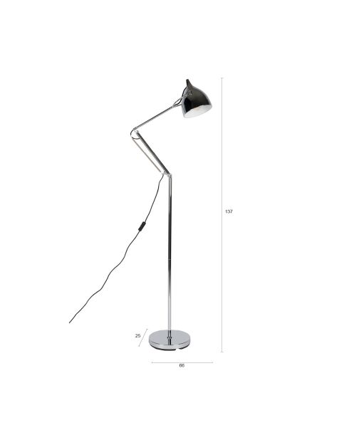 Lámpara de pie Reader plateada - 66 x 25 x 137 cm