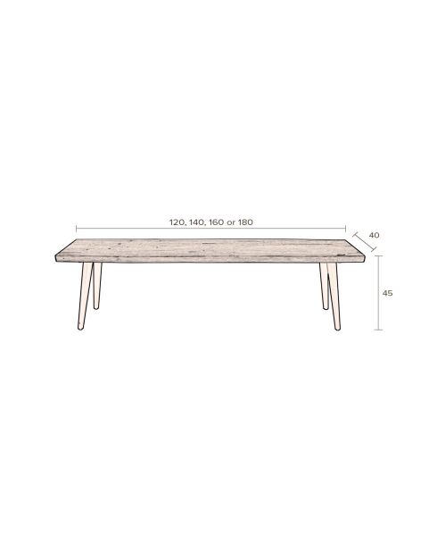 Panca Alagon marrone - 180 x 40 x 45 cm
