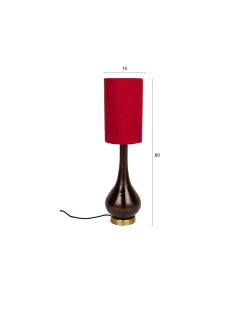 Lampe de table Jules rouge - 15 x 15 x 60 cm