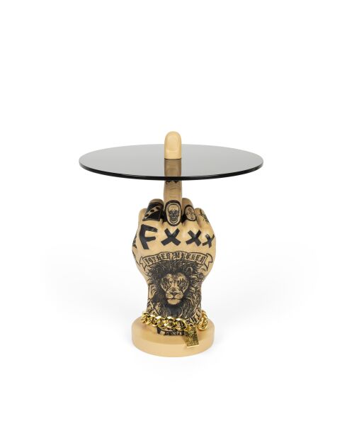Mesa auxiliar Fother Mucker Gold Lion, 40 x 40 x 50 cm