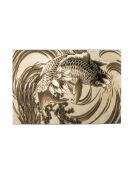 Tappeto The Legend Of Koi in beige e grigio - 160 x 230 x 1 cm