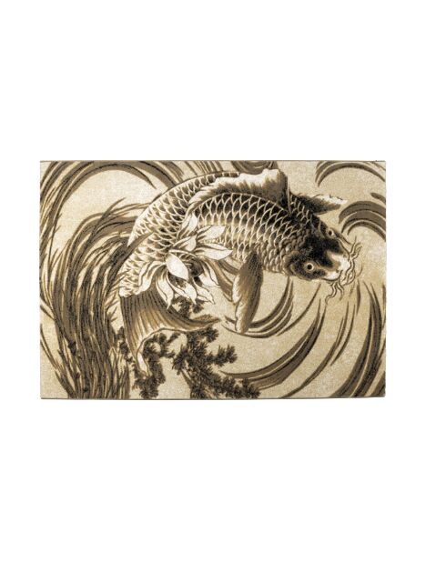 Teppich The Legend Of Koi in Beige und Grau, 160 x 230 x 1 cm