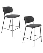 Tabouret de comptoir Jolien noir/gris foncé - 54 x 48 x 89 cm