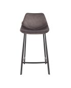 Taburete de bar Franky de terciopelo gris - 52 x 45 x 91 cm