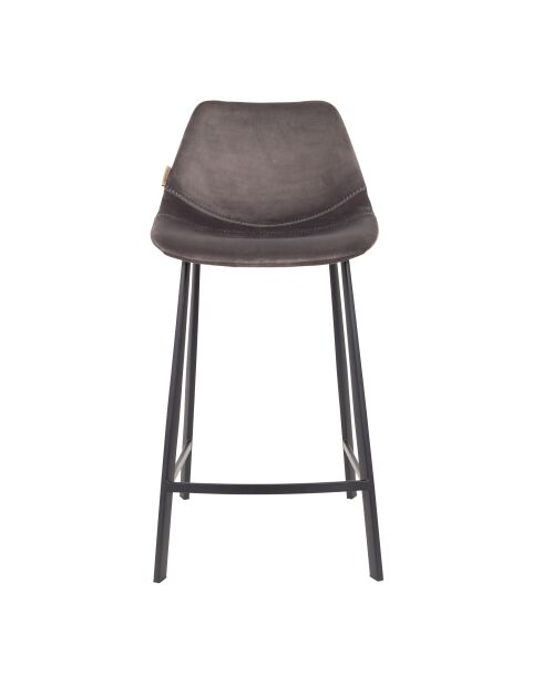 Taburete de bar Franky de terciopelo gris - 52 x 45 x 91 cm
