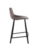Taburete de bar Franky de terciopelo gris - 52 x 45 x 91 cm