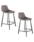Taburete de bar Franky de terciopelo gris - 52 x 45 x 91 cm