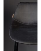 Taburete de bar Franky de terciopelo gris - 52 x 45 x 91 cm