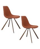 Set van 2 stoelen Franky bouclette oranje - 56 x 46 x 83 cm