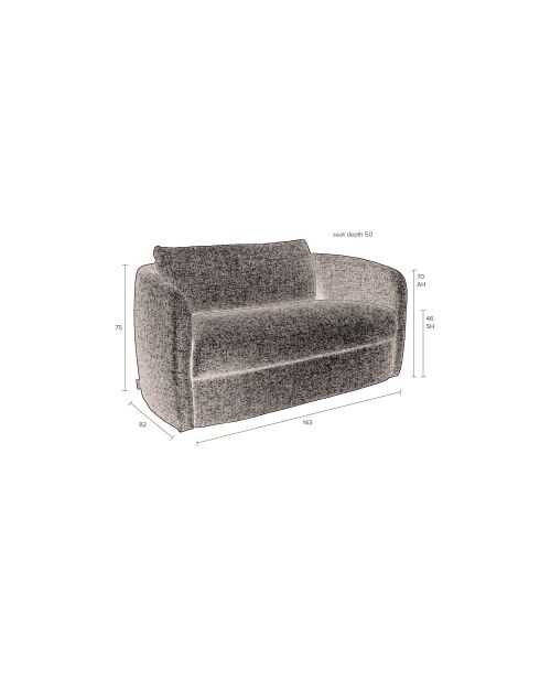 Sofá boho gris de 2 plazas - 82 x 143 x 75 cm