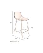 Tabouret de bar Franky marron - 52 x 45 x 91 cm