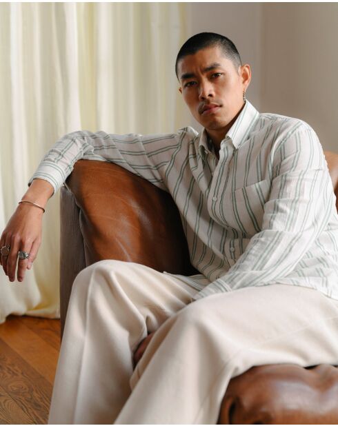 Camisa verde Calvi - RAYAS VERDES BLANCAS