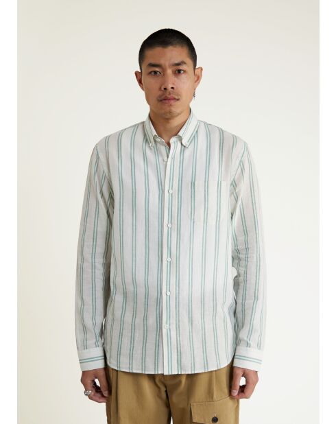 Camisa verde Calvi - RAYAS VERDES BLANCAS
