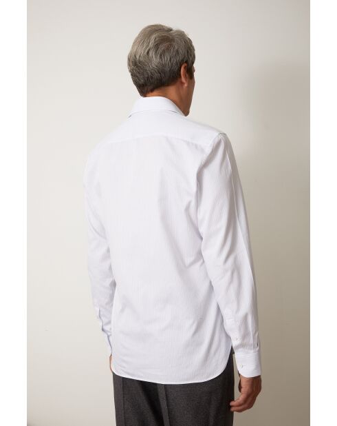 Chemise Volpaia blanche à fines rayures - Blanc raye bleu