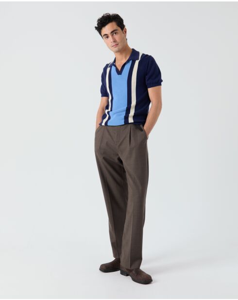 Donkerblauw gestreept poloshirt Numana - MARINE
