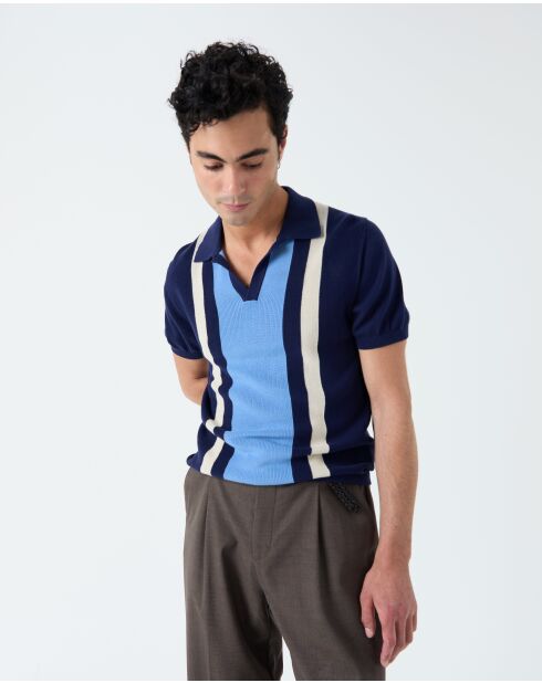 Donkerblauw gestreept poloshirt Numana - MARINE