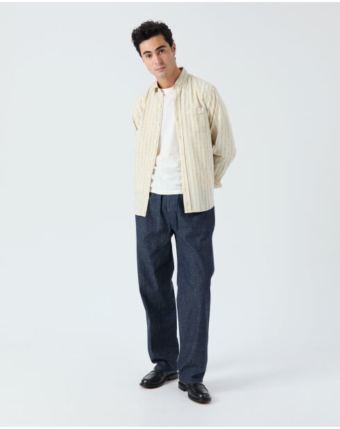 Camicia Calvi ecru e celeste - ECRU_BLEU