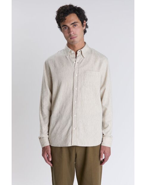Camisa Calvi de rayas color crudo - ECRU