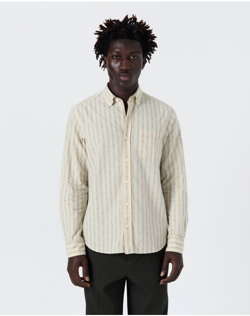Camisa Calvi en color crudo y azul cielo - ECRU_BLEU