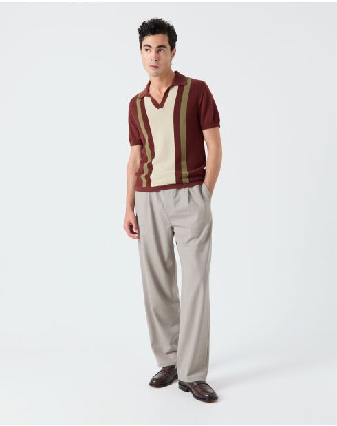 Numana poloshirt met strepen in terracotta - TERRACOTTA