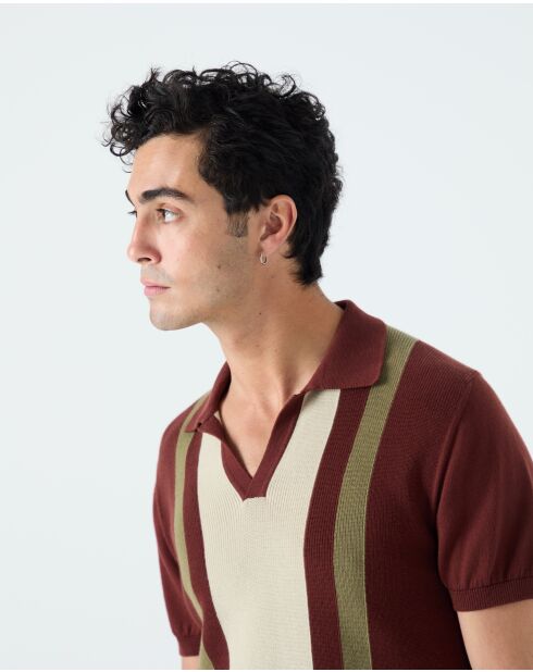 Numana poloshirt met strepen in terracotta - TERRACOTTA