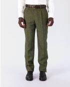 Pantalones Bellagio de lino verde - VERDE