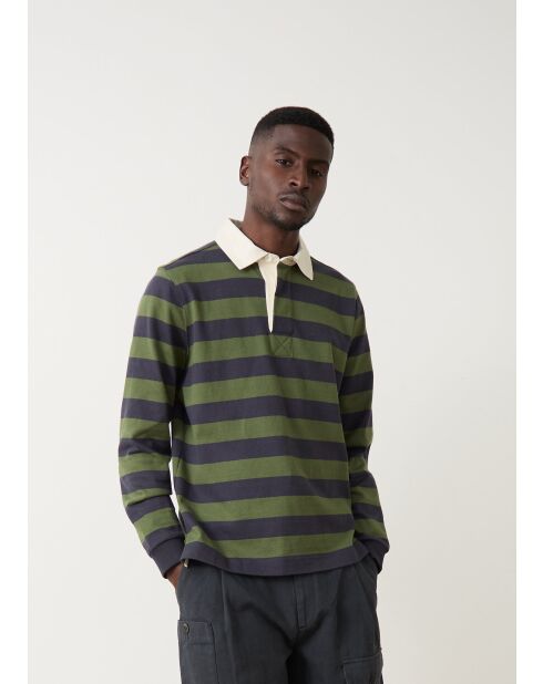Maurice poloshirt in groen en marineblauw - GREEN STRIPED NAVY