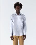 Camisa blanca y azul Volpaia - BLANCO AZUL