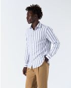 Camisa blanca y azul Volpaia - BLANCO AZUL