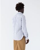 Camisa blanca y azul Volpaia - BLANCO AZUL